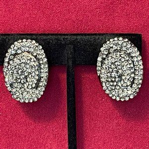 Vintage Oval Marcasite Clip Earrings